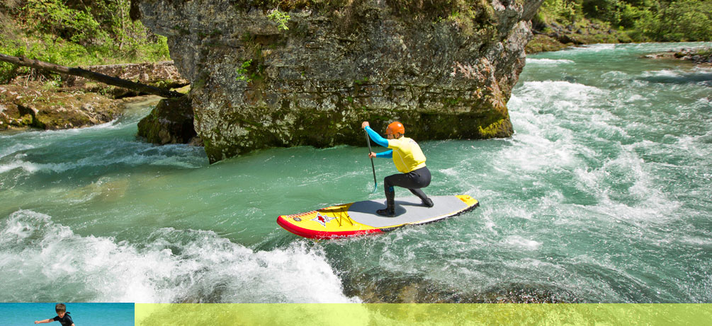 SUP-Fluss und Welle